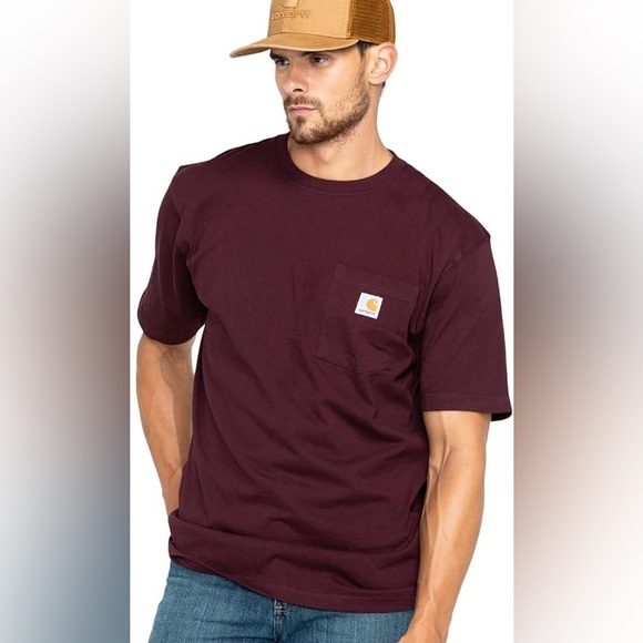 Carhartt Men's Loose Fit Heavyweight Short Sleeve T-Shirt Port Red M NWT - Picture 1 of 6